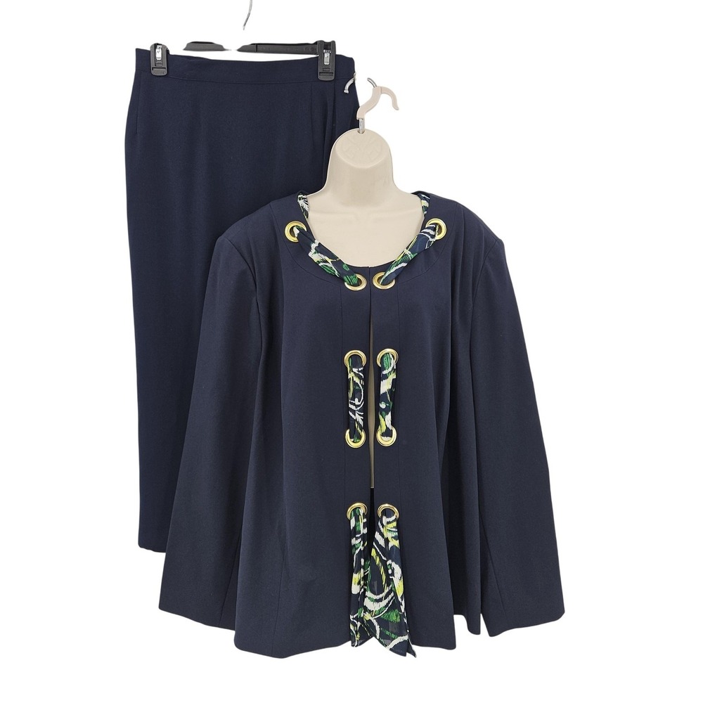 Maggie Barnes Skirt Suit Womens 3X Jacket 28‎ Skirt Grommet Lace-Up Plus Size